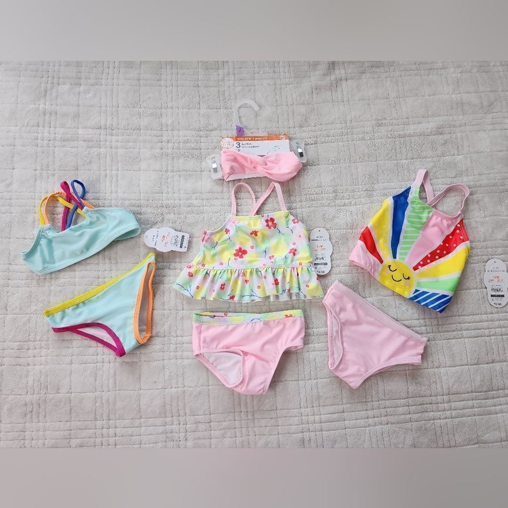 Nwt lot of 3 swim suits sets for girl, Size 12 months